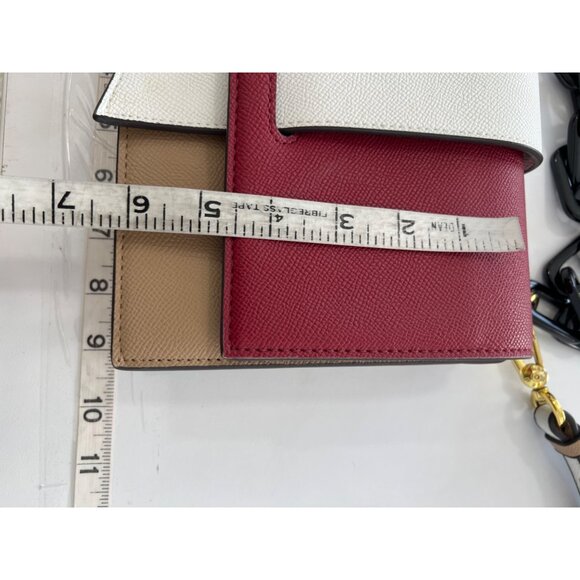 EMO Square Crossbody Handbag Size One Convertible Colorblock Leather Purse - Picture 7 of 8